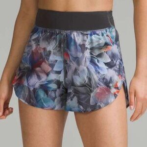 LULULEMON Blue Floral Fast and Free Reflective High-Rise Classic-Fit Short 3" Si